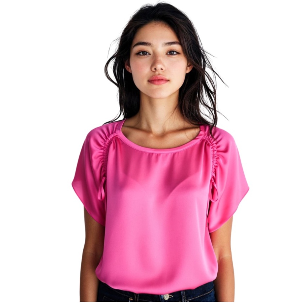 NWT ONEA Pink Zinc Long Sleeve Pop Over Blouse Top